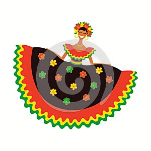 Woman in Colombian carnival Garabato dance costume photo