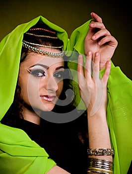 woman in color arabian clothes