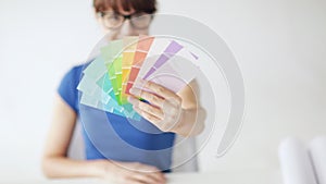 Woman with color samples for selection