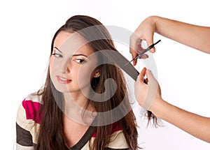 Woman is combing