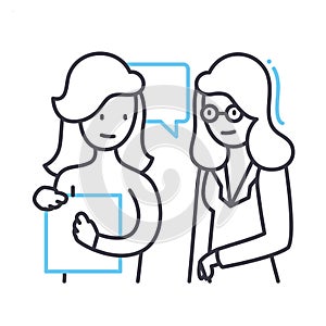 woman communication line icon, outline symbol, vector illustration, concept sign
