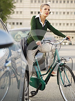 Woman commuting photo