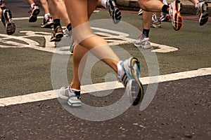 Woman competing in marathon