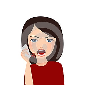 Woman complain on phone angry complain upset shouting