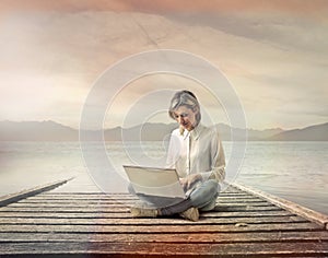 Woman with computer