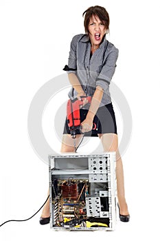 Woman computer exterminator