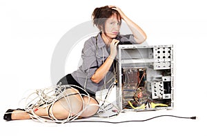 Woman computer frustration