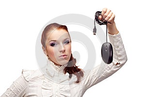 Woman with computer mouse