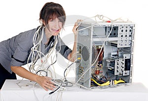 Woman computer panic
