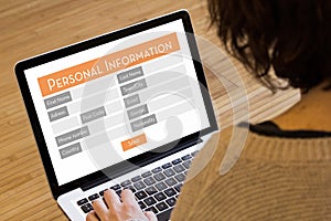 woman computer personal questionnaire online