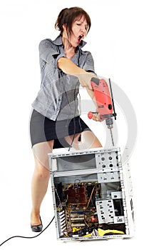 Woman computer rage