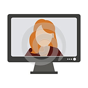 Woman on computer screen