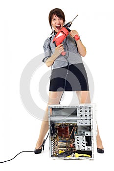 Woman computer torture