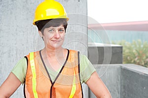 Woman construction worker in hard hat