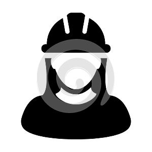 Woman Construction Worker Icon - Vector Person Profile Avatar illustration