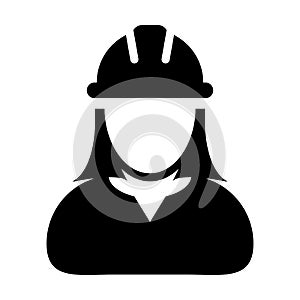 Woman Construction Worker Icon - Vector Person Profile Avatar illustration