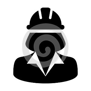 Woman Construction Worker Icon - Vector Person Profile Avatar illustration