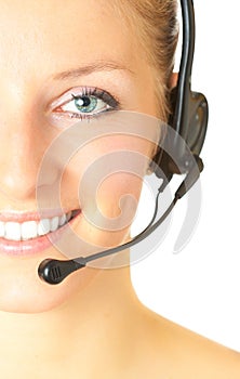 Woman consultant with headset