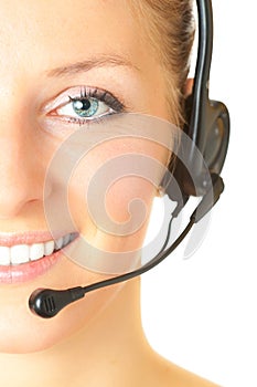 Woman consultant with headset photo