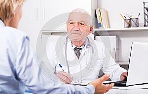 Woman on consultation with doctor