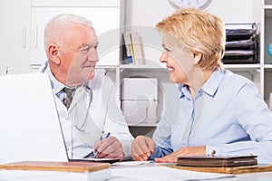 Woman on consultation with doctor