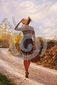 Woman on the contry side road