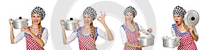The woman cook isolated on the white background