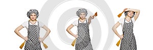 The woman cook isolated on the white background