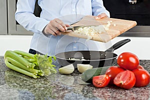 Woman cooking dinner