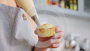 woman cooking food and baking on kitchen at home