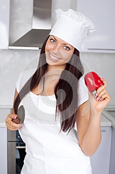 Woman cooking salad photo