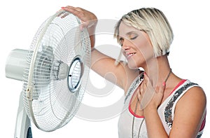 Woman cooling herself