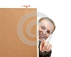 Woman with a corkboard