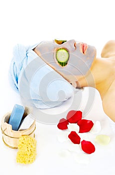Woman on cosmetic treatmant with mask