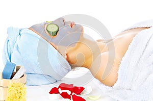 Woman on cosmetic treatmant with mask