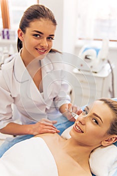 Woman at the cosmetician