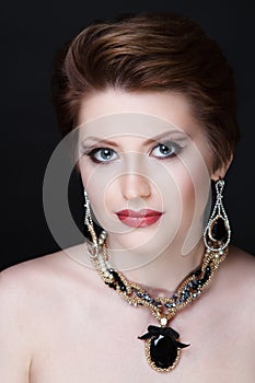 Woman cosmetics jewelry