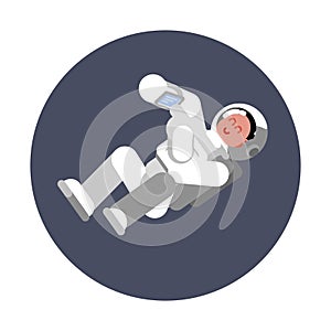 Woman cosmonaut fly in zero gravitation