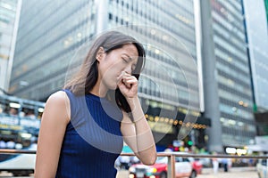 Woman cough at outdoor