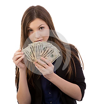 Woman counting money