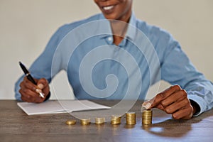 Woman counting money after good investment