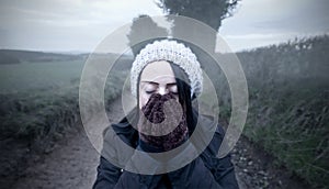 Woman on country lane