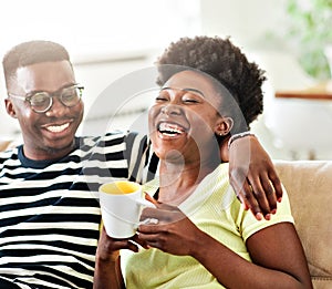 woman couple man happy happiness love black young lifestyle together romantic boyfriend girlfriend laughing hug coffee