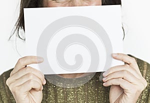 Woman Cover Mouth Portrait Concept photo