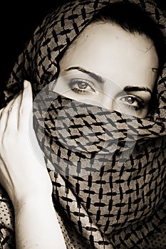 Woman with covered face