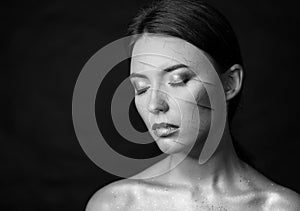 Woman with cracked skin.