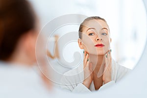 woman with cream for her face