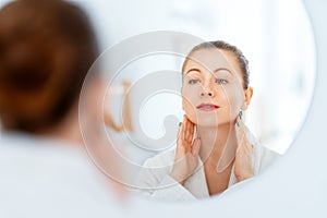 woman with cream for her face