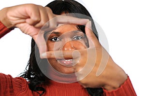 Woman Creating Frame With Fingers