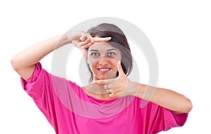 Woman creating a frame with her fingers